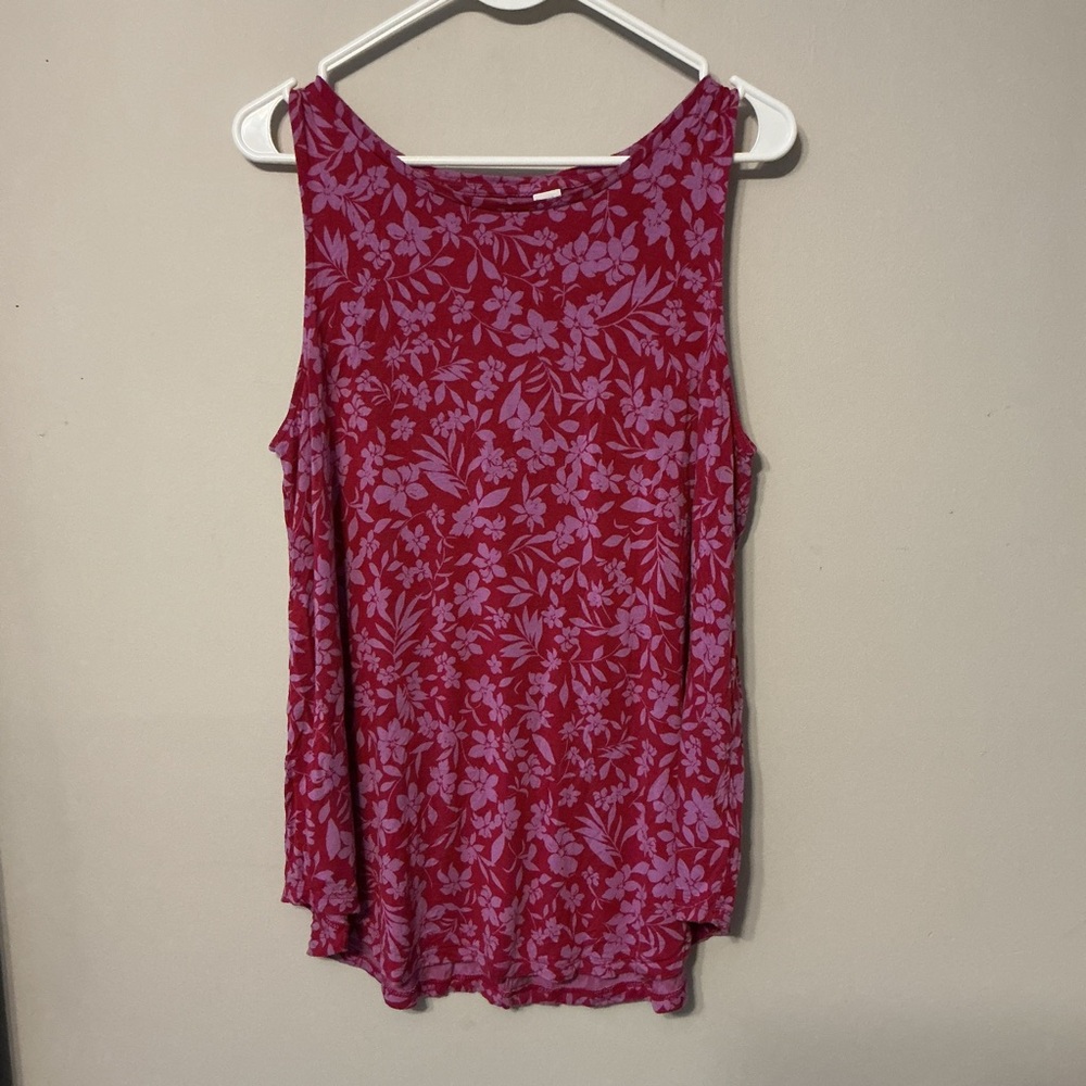 Old Navy Pink Floral Scoop Neck Tank Top